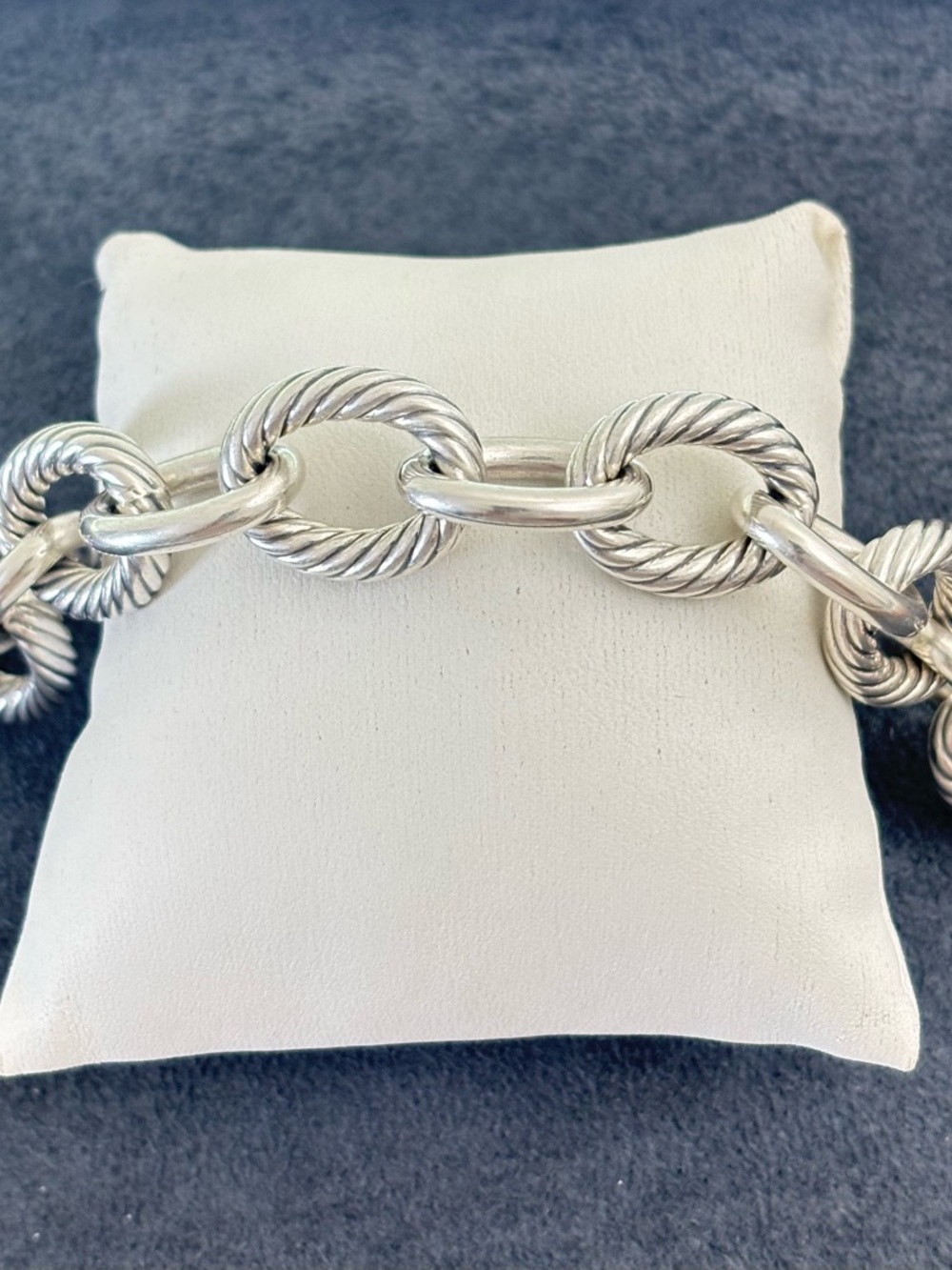 David Yurman Sterling silver XL Oval Link Chain Bracelet 7-7.5" - Picture 7 of 9